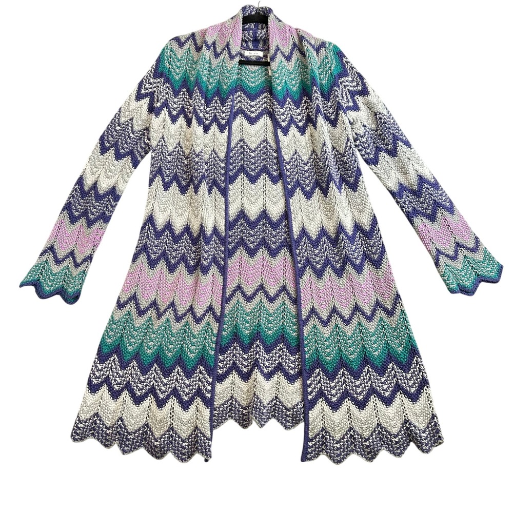 Liz&Co Womens Sweater Cottagecore Indie 70s Grandma Crochet Duster Cardigan M